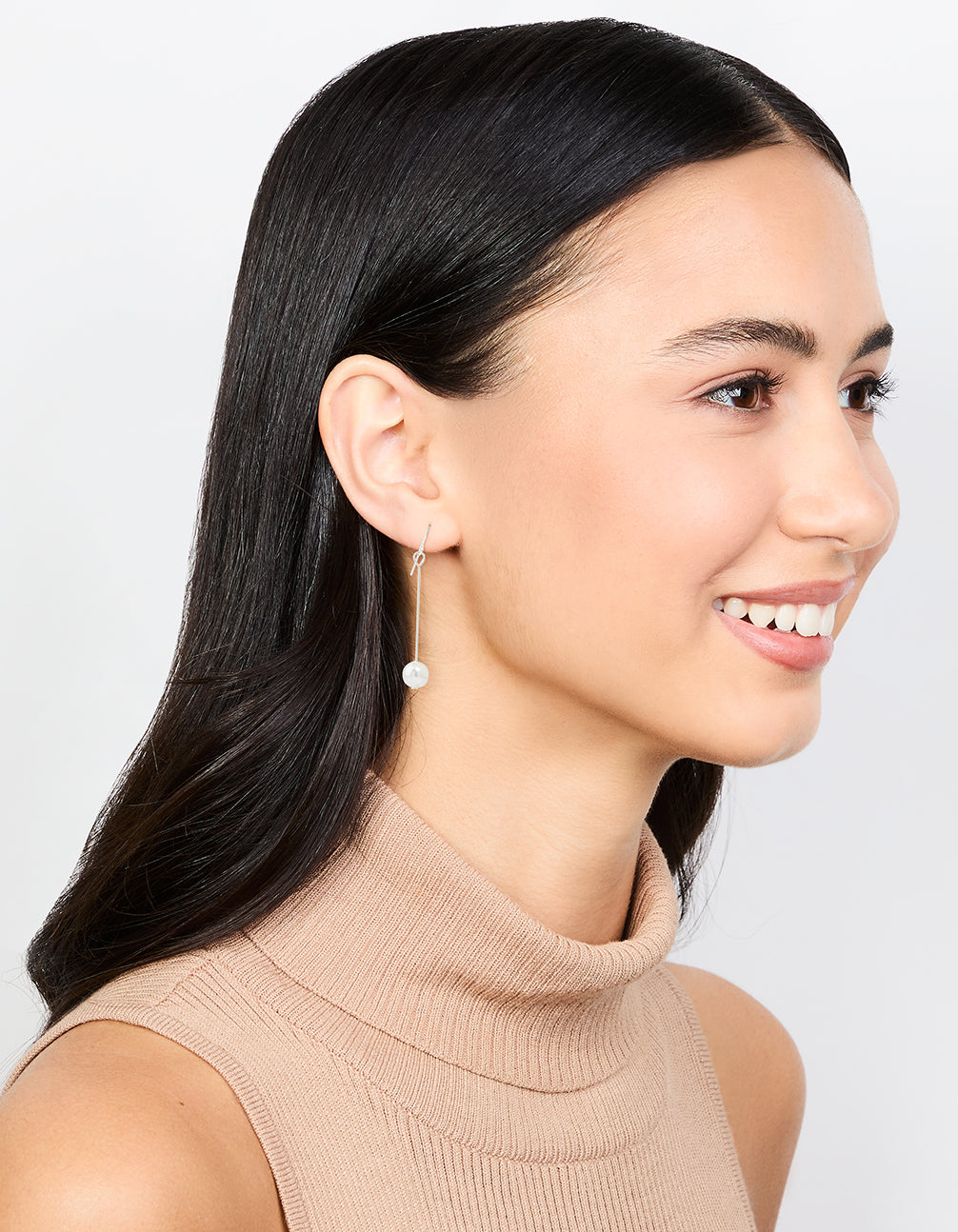 Fine Silver Pin & Pearl Drop Earrings