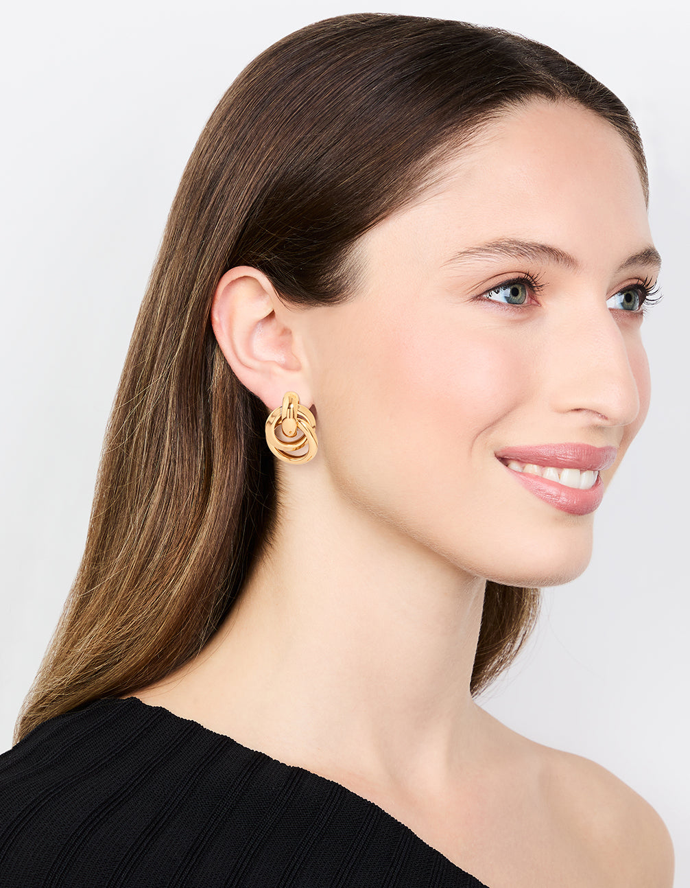 Waterproof Gold Plated Stainless Steel Knotted Link Drop Earrings