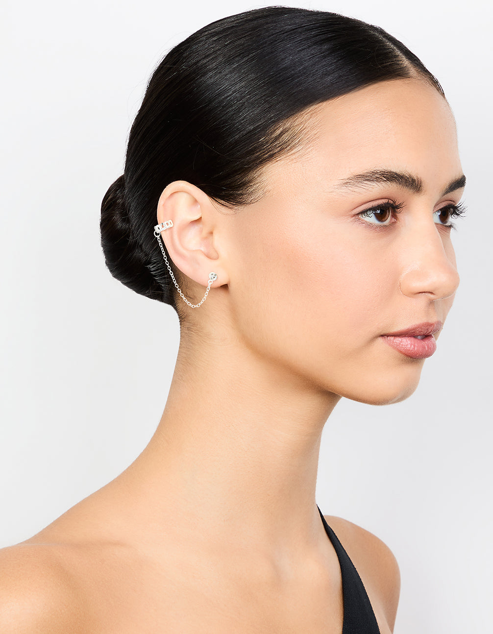 Silver Chain Link Cuff & Diamante Chain Drop Earrings